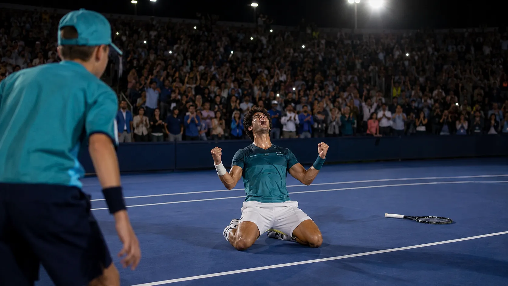 Auger-Aliassime Wins US Open, 0.9% Ticket Cashes for the Ages — AI-generated photograph · Fictional scene — no real people depicted