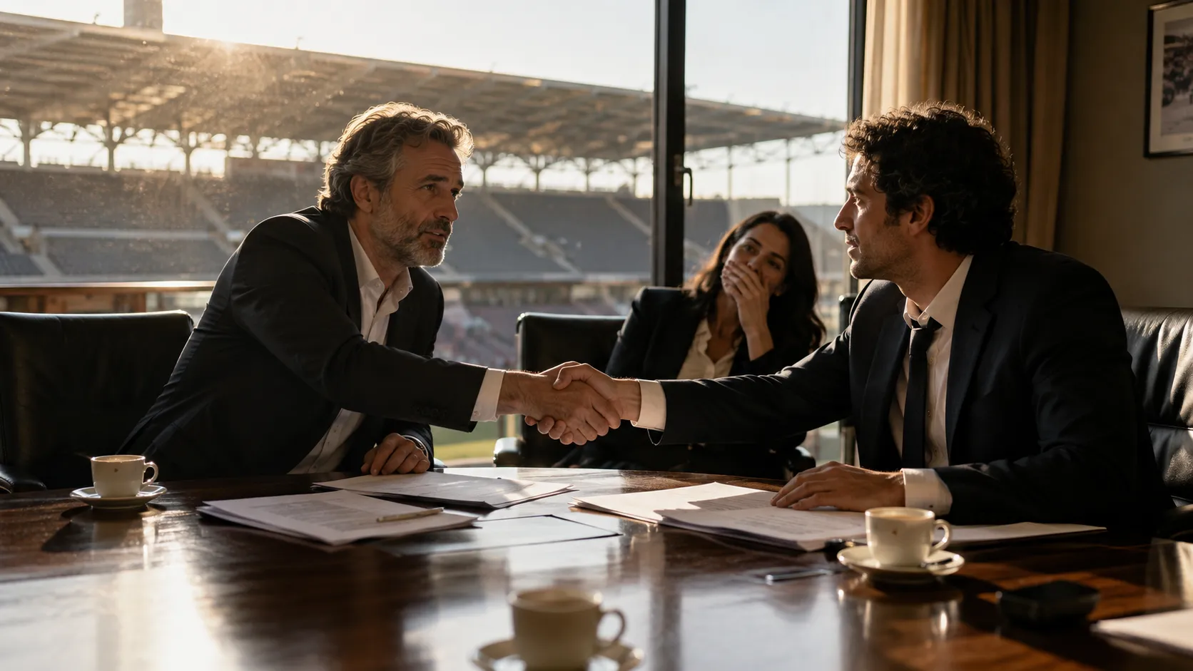 Vinicius Junior Leaves Real Madrid, and a Whole Market Faints — AI-generated photograph · Fictional scene — no real people depicted