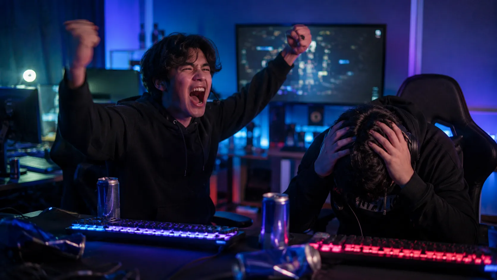 Kai and Speed Clear the Impossible Minecraft Run With Nine Hours to Spare — AI-generated photograph · Fictional scene — no real people depicted